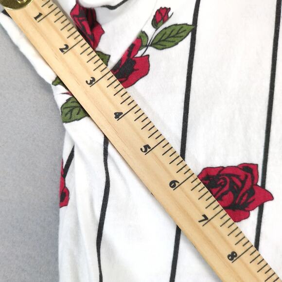 Knickerbocker Striped Red Roses T-Shirt Women's L Short Sleeves Whimsigoth Artsy - Picture 6 of 10
